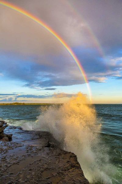 NY, Lake Ontario, Clarks Point Double rainbow